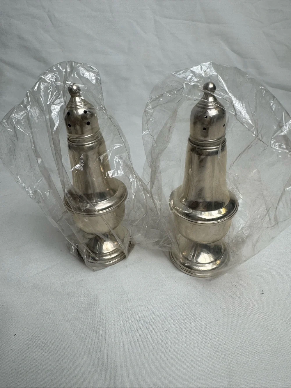 VINTAGE EMPIRE STERLING SILVER WEIGHTED SALT & PEPPER SHAKERS #242